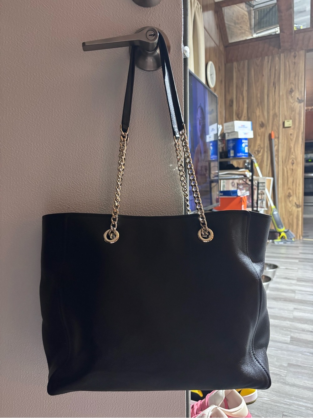 Kate Spade Black Leather Chain Strap Tote Bag – Like New - Picture 4 of 9